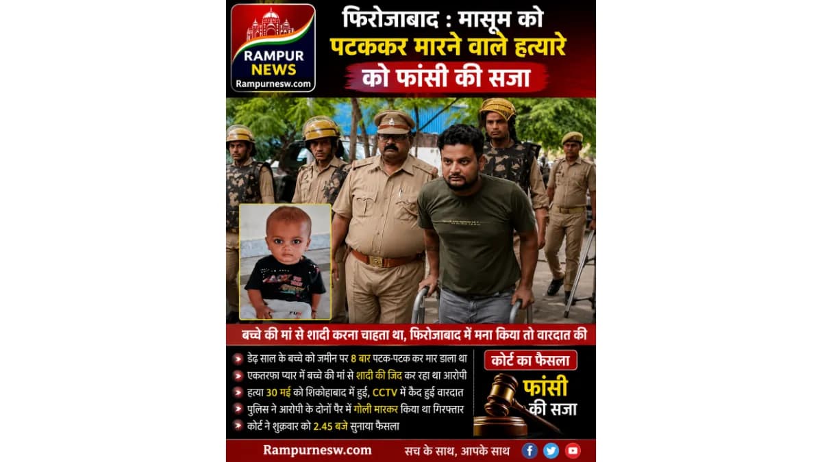 फिरोजाबाद: मासूम की हत्यारे को फांसी, एकतरफा प्यार बना वजह