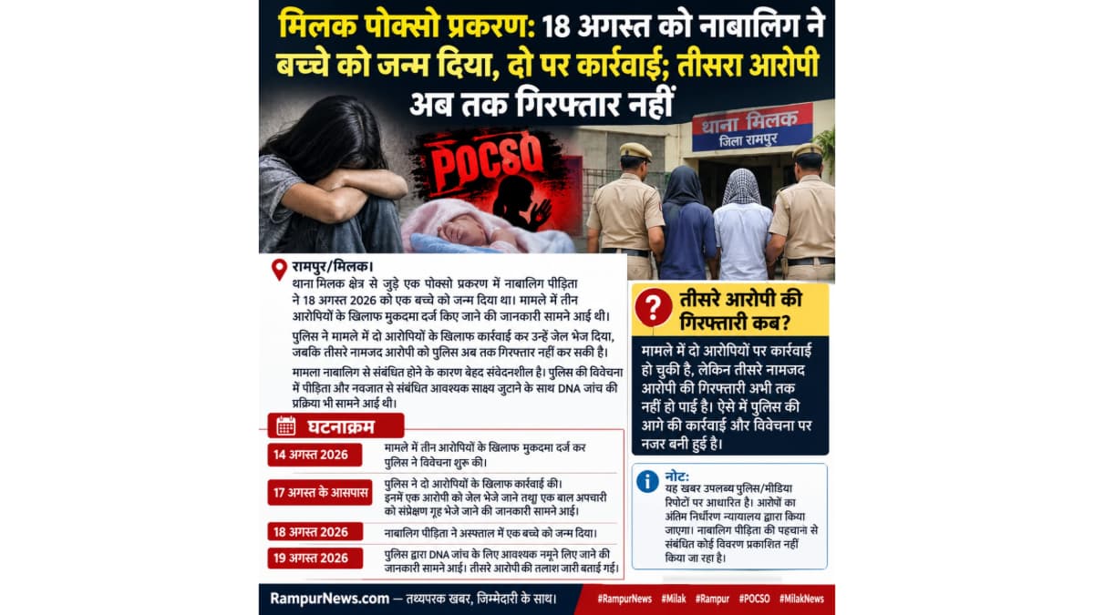 मिलक पोक्सो मामला: नाबालिग पीड़िता ने दिया था बच्चे को जन्म, दो आरोपी गिरफ्तार, तीसरा फरार